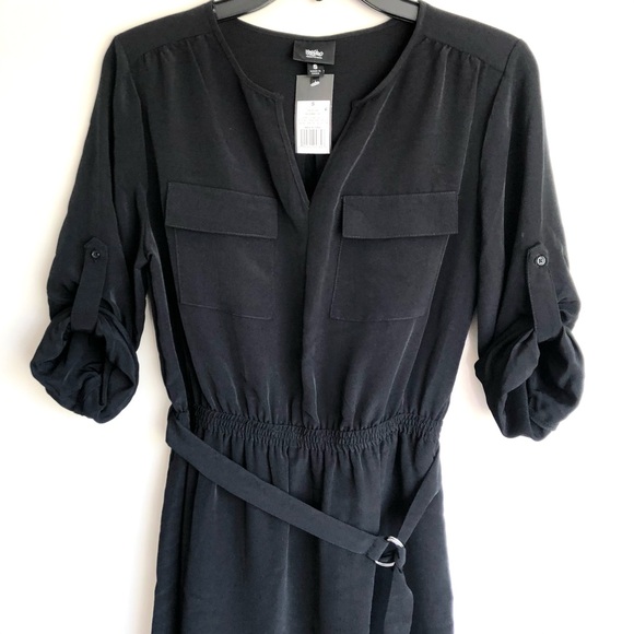 MOSSIMO Shirt Dress Black Roll Tab Sleeves - Picture 11 of 13